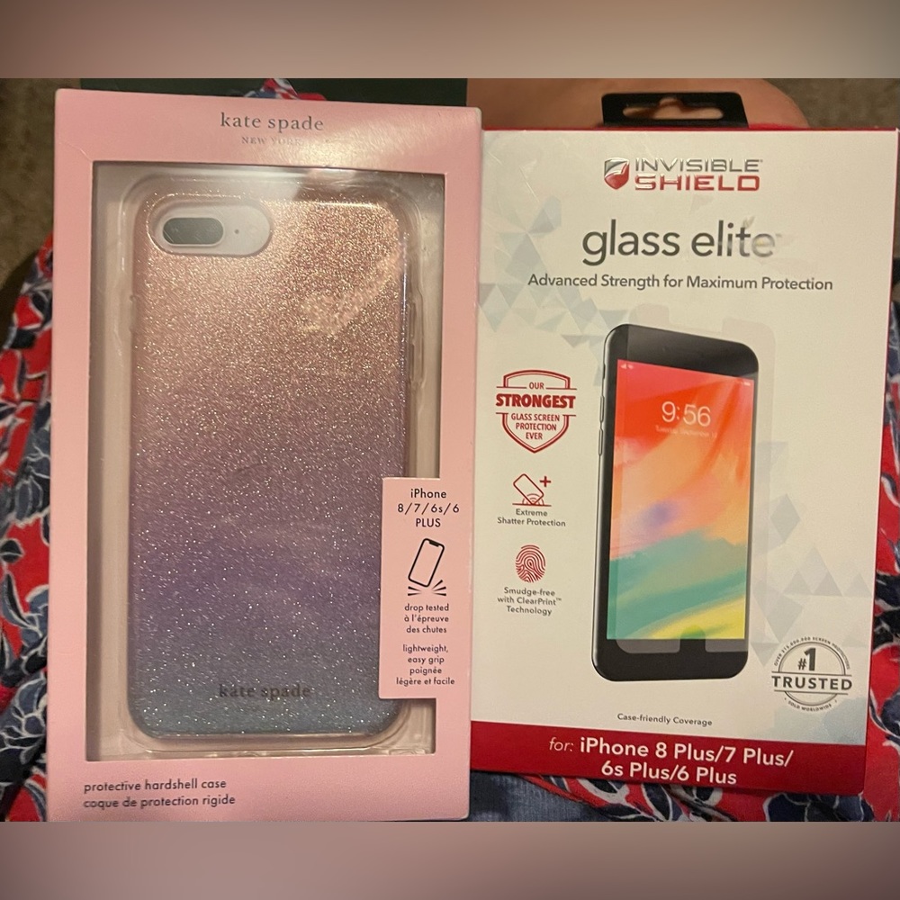Kate Spade NWOT phone case and screen protector for iPhone 8/7/6 plus bundle